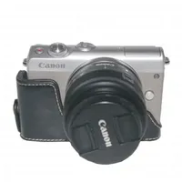 Voor Canon EOS M100 Camera Case Cover Hard PU Lederen Legering Basis Batterijdeur en Clip Tripod Schroef