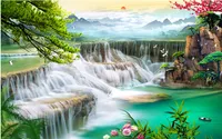Kundenspezifische Wallpaper für Wände 3 d für Wohnzimmer-Wasserfall-Szenerie-Hintergrundbilder