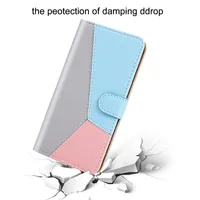 Contrast Color Hybrid Leather Wallet Cases For Iphone 13 Pro Max Mini MOTO G50 G30 G20 G10 Samsung A03S A22 4G 5G A82 Hit Card Slot Holder Flip Cover Stand Business Pouch