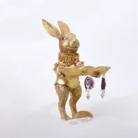 [DDISPLAY] Retro tarzı Bay Tavşan Takı Ekran Vintage Küpe Organizatör Altın Folyo Kolye Takı Tepsisi Klasik Kolye Depolama Tutucu