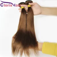Paquetes de pelo humano marrón oscuro Barrás Virgin Silky Extensiones rectas Gran textura Color # 4 Tejido natural 3pcs Ofertas de ofertas confiables