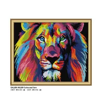 DA189 Coloured lion,Counted Printed on Fabric DMC 14CT 11CT Cross Stitch kits, Embroidery Needlework Sets Crafts Home Decor