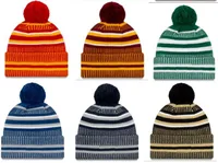 القبعات أزياء 2019 وصول جديد هامش بيني قبعات كرة القدم الأمريكية 32 فريقا الرياضة الجانب الشتاء خط knitie محبوك قطرة SHIPPPING nb001