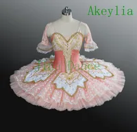 Persika fe professionell tutu flickor ballett pannkaka tutu kostym tallrik bellrina rosa prinsessa halv ärm kvinnor yapg tutu