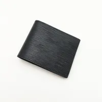 Moda para hombre clásico hombres billetera rayas con textura billetera múltiple bifoldo corto billeteras pequeñas con caja