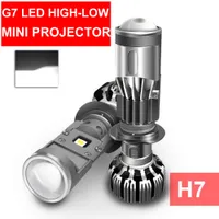 2PCS H4 H7 G7 LED Hi-Low MINI Projector Lens Headlight Car Motorcycle Clear Cutting Line Beam Super Turbo Fan 12V 5500K 55W 8000LM Bulb Lamp