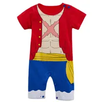 Baby Boy Luffy Funny Costume Romper Toddler Infant Short Sleeve Cotton Jumpsuit Happy Halloween Party Playsuit Halloween Cosplay Cos Party