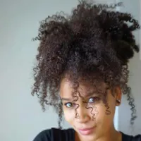 Kısa İnsan Saç Ponytail Yüksek Afro Kinky Kıvırcık İnsan Saçlı Çizme At kuyruğu Saç Uzatma Siyah Kadınlar İçin Yeni Stil Klip