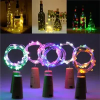 2m 20 leds luces de botella de vino corcho incorporado en batería led forma de corcho plata alambre de cobre de plata colorido hadas mini luces de cadena