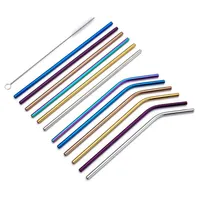 8.5'' 9.5'' 10.5'' Stainless Steel Straw Straight Bent Colorful Straw Reusable Drinking Straw Metal Straws For Party Wedding Bar Use