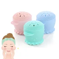 Cute Silicone Facial Cleansing Brush Manual Face Cleanser Small Octopus Shape Skin Care Exfoliating Scrub
