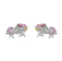 2020 joyería nueva de la manera Pendientes del Rhinestone lleno del unicornio Mujeres Glitter Crystal Caballos Pendientes para niñas regalos de cumpleaños