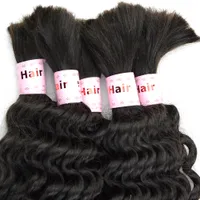 Curly Raw Human Hair Bulk Extensions Mix Längd 3/4 / st 12Inch-28INCH Brazilian Braids Hair Bundle Deep Wave Dysable Till Salu Full Cuticle