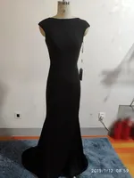 사용자 정의 만든 멋진 레이디 공식 드레스 블랙 스판덱스 인어 파티 가운 바투 스윕 기차 백리스 이브닝 드레스 코르셋