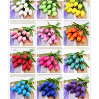Artificielle Réel Toucher Fleur Mini PU Tulipes 13.39 "pour Table De Mariage Fleurs Décoratives 12 couleurs