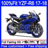Injektionssats för Yamaha YZF600 YZF R6 YZF 600 Stock Blue Frame YZF-R6 17 18 248HM.29 YZF R 6 YZF-600 YZFR6 2017 2018 Fairing Body + 7Gifts