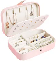 محمولة PU Leather Jewelry Jewelry Box Organizer Display Scoring Case Case Case for Rings Oprings Necklace Accessories Packaging for Women Girls