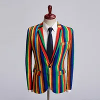 chaqueta de esmoquin de color arcoíris para hombre / escenario / stuido / bar / chaqueta delgada de rendimiento / talla de Asia / esto es solo chaqueta