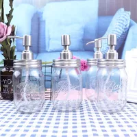 DIY Hand Soap Dispenser Pump Stainless Steel Lids Mason Jar Glass Transparent Relief Shower Gel Bottles High Quality 7ja E1