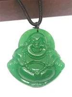 Naturlig grön chalcedony skratta buddha jade hänge halsband smycken gåva ädelsten grossist
