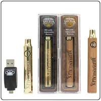 Brass Knuckles Batterie 900mAh Holz Gold Silber Metall Vorheizung Variable einstellbare Spannung 510 Faden Vape Pen Kits mit USB -Ladegerät