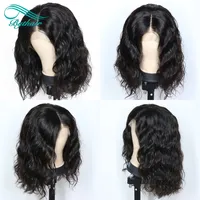 Kort Bob Wavy Virgin Brasilian Lace Front Human Hair Wigs Natural Wave Pre Plocked Human Hair Full Lace Wig med Baby Hairs Tythair