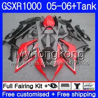 طقم + خزان أحمر أسود ساخن لسوزوكي GSXR-1000 1000CC GSXR 1000 05 06 Body 300HM.23 GSX-R1000 1000 CC GSX R1000 K5 GSXR1000 2005 2006 Fairing