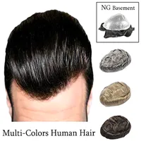 울트라 얇은 피부 필름 멀티 컬러 차세대 인간의 머리카락 망 머리 조각 toupee 폴리 기본 교체 시스템 약간의 파도 ng