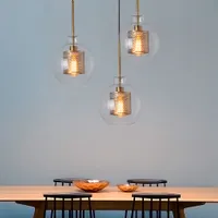 Loft Nowoczesny wisiorek Light Glass Piłka Wisząca Lampa Kuchnia Światła Oprawa Dining Hanglamp Living Room Oprawa