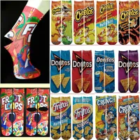 999 cores mulheres homens unisex 3d impresso meias de desenhos animados cheerlead cer crianças lanche candy chips batatas fritas esportes meia multicolors comprimento 38cm