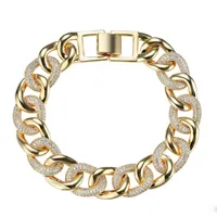 Hommes Hip Hop Bracelets or Bracelets diamant Simulations bijoux à la mode Glacé Miami Cuban Chain Link Bracelet
