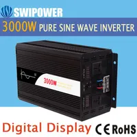 Freeshipping 3000W Pure Sine Wave Solar Power Inverter DC 12V 24V 48V till AC 110V 220V Digital display