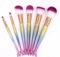 New Mermaid Tail Makeup Brushes 6pcs / set Coloful Blush Foundation Cosmetic Mermaid Brush Trucco Beauty Contour Coda di pesce Pennello Maquiagem