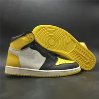 Mejor calidad 1 High OG Yellow Toe Man Zapatos de diseñador de baloncesto Lo más nuevo I Hi Res Amarillo Core Negro Zapatillas de deporte de moda Envío con caja