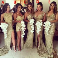 Sparkly Blingbling Sequined Mermaid Bridesmaid Dresses Sexig Backless Slit Plus Size Maid of Honor Gowns Wedding Party Vestidos
