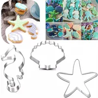 Barnens dag Marine Life Cookie Cutter Rostfritt stål Fondant Cutter Baking Cookie Mold Biscuit Mold Biscuit Printing Tools