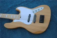 Factory Custom 5 Strings Natural Wood Color Electric Bass Guitar,Chrome Hardwares,Maple Fingerboard,Ash Body