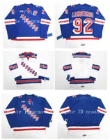 개인화 된 OHL Kitchener Rangers Jerseys 92 Gabriel Landeskog 블루 화이트 사용자 정의 모든 이름 번호 100 % 스티치 맞춤 하키 유니폼