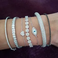 Nouvelle arrivée vente chaude de luxe bijoux 925 sterling argent pavée blanche saphir cz diamant pierres précieuses femmes charme mariage bracelet de bracelet de mariée