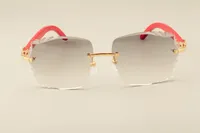 Gafas de sol de moda de lujo directas de fábrica 3524014-D gafas de sol de madera rojas naturales gafas de sol lente de grabado, personalizado privado, nombre grabado