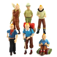 6 sztuk / zestaw Tin Tin The Adventures of Tintin PVC Kolekcjonerski Figurka Klasyczne Anime Cartoon Model Zabawki