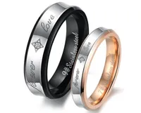 Jego i jej obietnicy Ring Sets 316 Titanium Miłośnicy stali Pierścienie Inlay Crystal Biżuteria dla mężczyzn kobiet