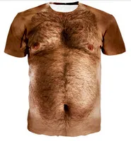 Yaz Tarzı Yeni Moda Erkek / Bayan Göğüs Saç Komik 3D Baskı Rahat T-shirt ABCQ00177