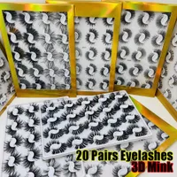 20 paires / boîte de 25mm styles mixtes 3D mink faux cils naturels longs cils de la main faites à la main Touches de maquillage des yeux sexy touffu