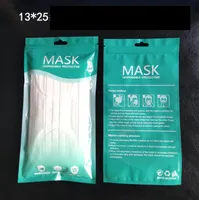 I lager Mask Packing Bags Zipper Oppväska Retail Packaging Bags English Translucent Plast Ziplock Väska för masker GGA3448