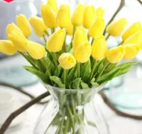 Seda de la flor del tulipán mini flores artificiales Decoración tulipanes partido del ramo Flores para matrimonio 12 colores opcionales 32 CM LQPYW1220
