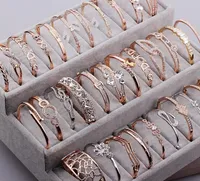 10 pçs / lote mistura estilo banhado a ouro cristal cristal braceletes pulseira para diy jóias artesanato presente cr016 navio grátis