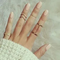 6 шт. / Лот Уникальное регулируемое кольцо набор Punk Style Gold Color V Leaf Knuckle Rings для женщин MIDI пальцев Кольца Кольца Кольцо Кольца