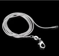 1mm Naszyjnik łańcuchowy węża 925 Sterling Silver Moda Łańcuchy Kobiety Biżuteria Naszyjnik DIY Akcesoria Tanie Cena 16 18 20 22 24 cale