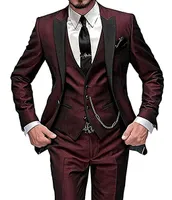 Classique One Button Groomsmen Peak Tuxedos de marié Groom 3 Piece Men Suits Wedding / Prom meilleur homme Blazer (Veste + Pantalon + Gilet + Cravate) A01